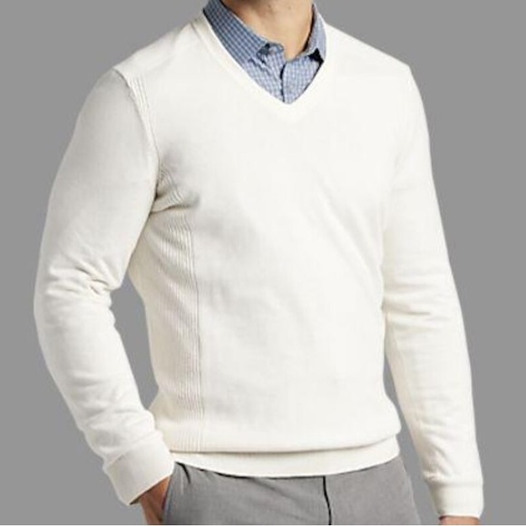 AWEARNESS Kenneth Cole Men's White V-Neck Sweater - Picture 1 of 9